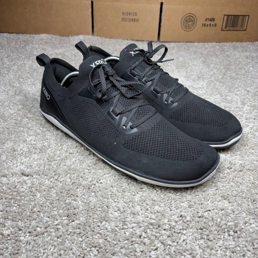 Xero Shoes Nexus Knit Mens 12 Black White Minimalist Barefoot Training Sneakers